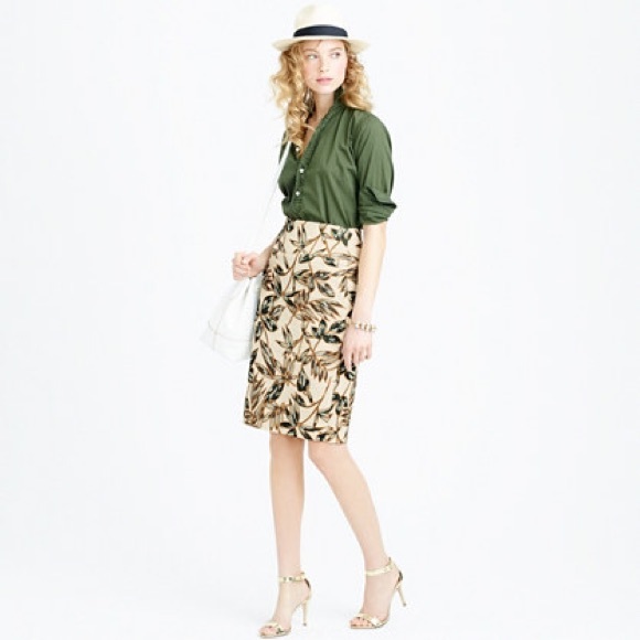 J. Crew Dresses & Skirts - Gold foil leaf JCrew skirt